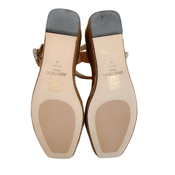 Jimmy Choo Caramel Suede Mirabelle Sandals with Crystal Buckle - Picture 8 of 10